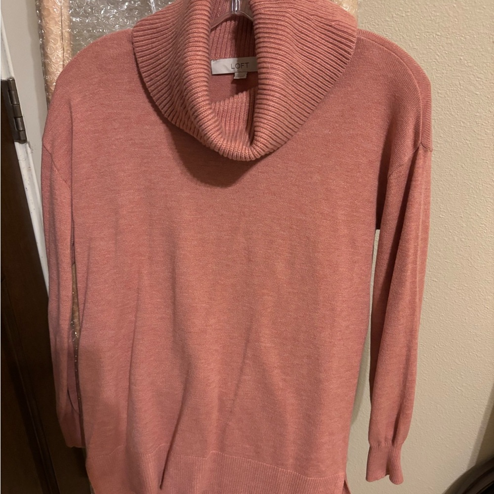 LOFT Dusty Rose Cowl Neck Sweater